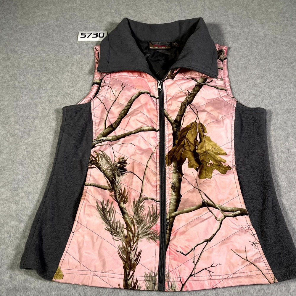 Northcrest Quilted Vest Womens Small Pink Black Fleece Realtree Full Zip Casual‎